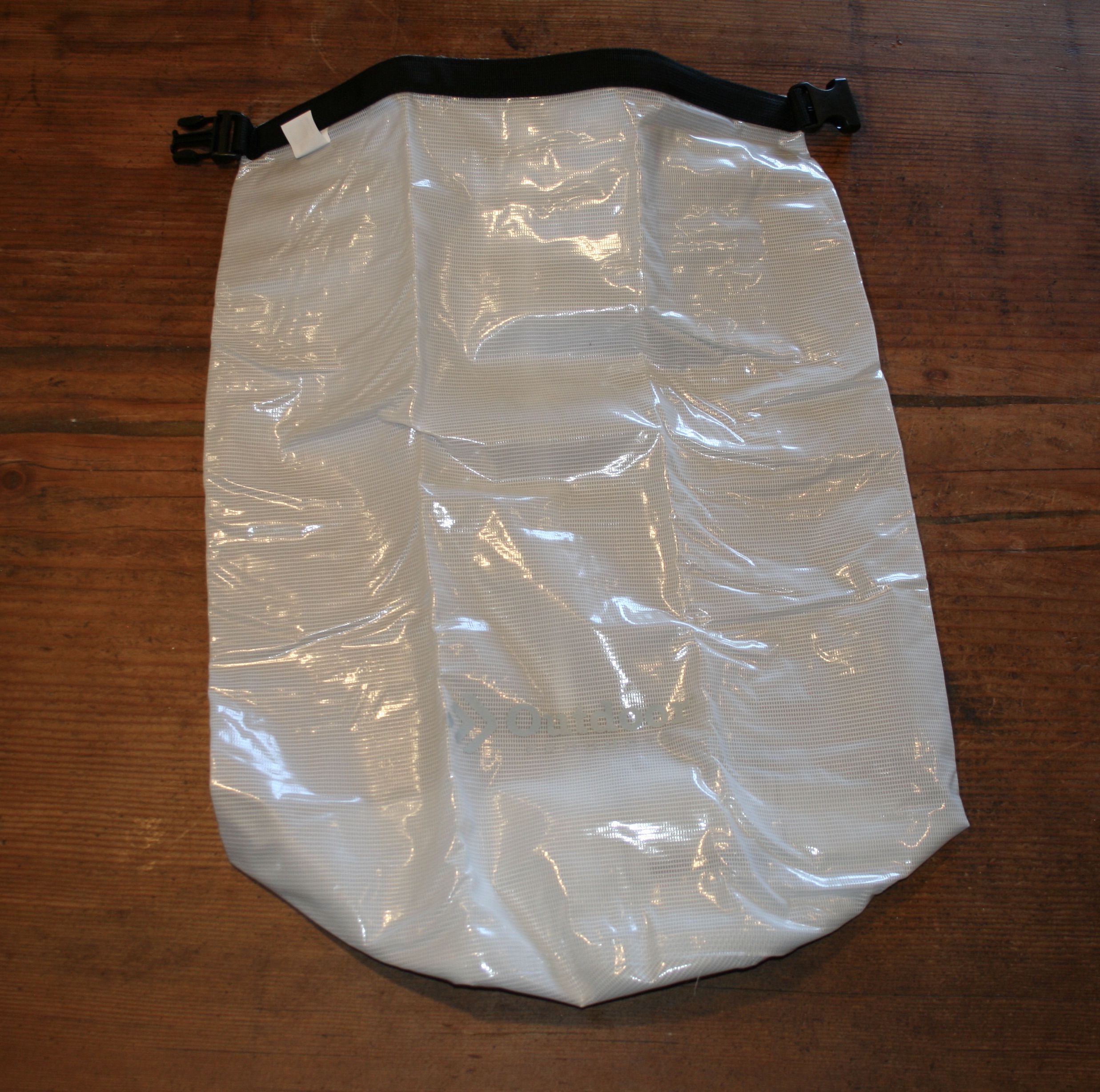 40-liter clear dry bag collapsed flat