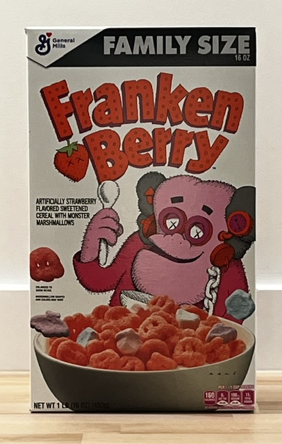 KAWS x Franken Berry limited edition Family Size cereal box — 2022